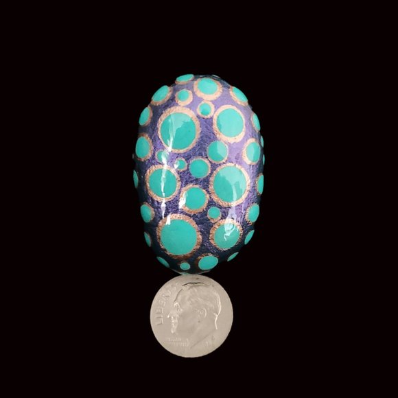 Hand Painted Iridescent Blue Statement Ring. - Picture 6 of 10